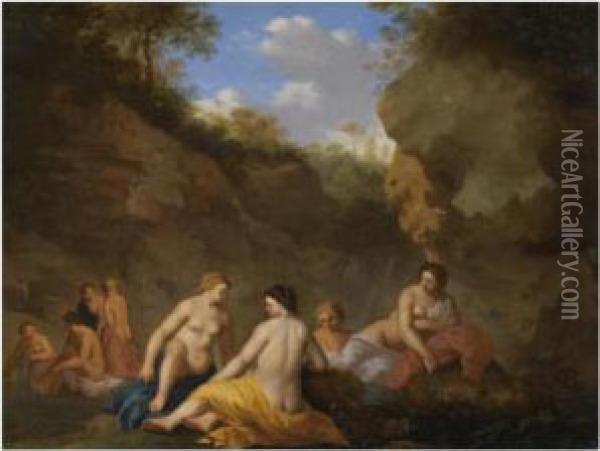 Nymphs Bathing Oil Painting - Jan van Haensbergen