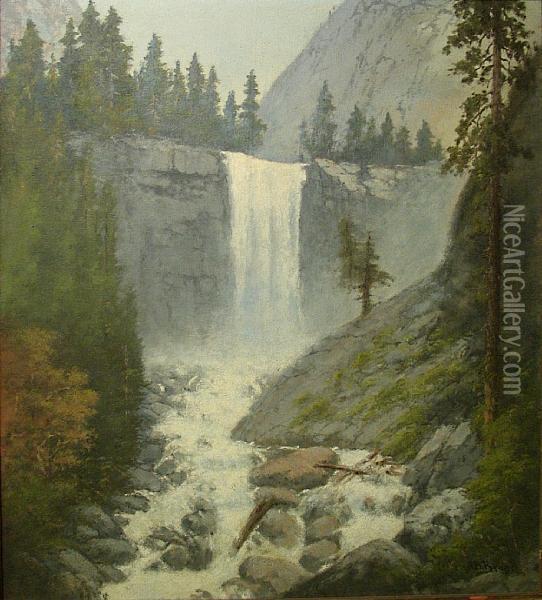 Vernal Falls, Yosemite Valley Oil Painting - Alphonso Herman Broad