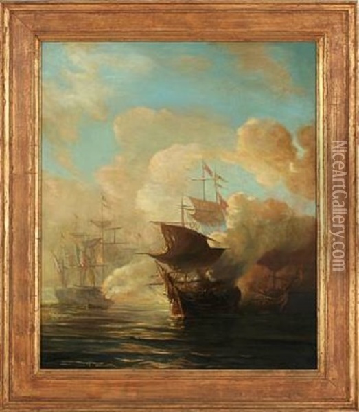 Naval Battle Oil Painting - Baron Jean Antoine Theodore Gudin