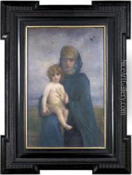 Vierge A L'enfant Oil Painting - Ernest Antoine Hebert