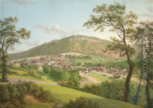 View Of Baden-baden Oil Painting - Anton Radl