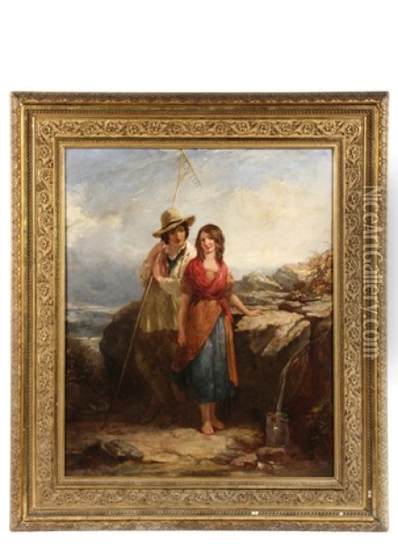 Courting At The Highland Spring Oil Painting - Thomas Jones Barker