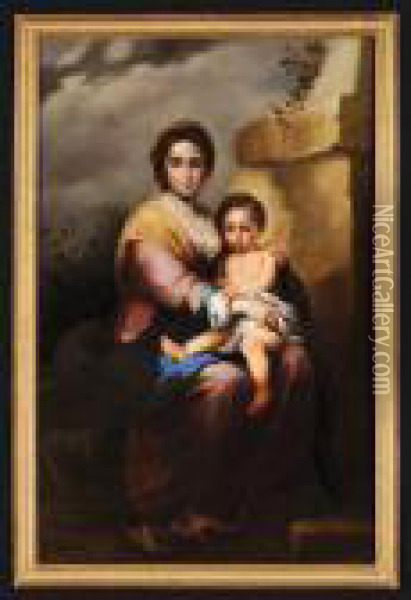 Madonna Con Bambino Oil Painting - Bartolome Esteban Murillo