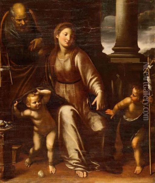 Maria Mit Dem Kind Und Dem Johannesknaben. Oil Painting - Giovanni Domenico Cappellino