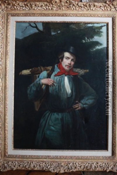 Autoportrait En Montagnard Avec Son Materiel De Peintre Oil Painting - Gabriel Loppe