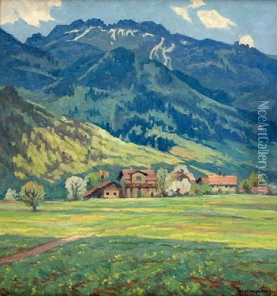 Dorflandschaft Oil Painting - Adolf Hinzpeter