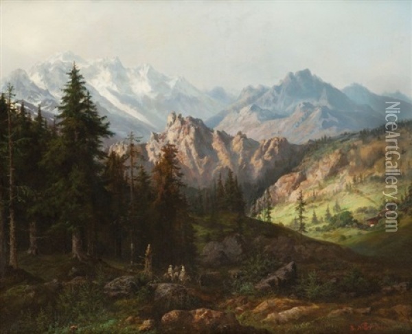 Paysage De Montagnes Oil Painting - Benjamin Netter