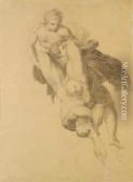 Studies After Michelangelo's 'last Judgement' In The Sistine Chapel Oil Painting - Benjamin West