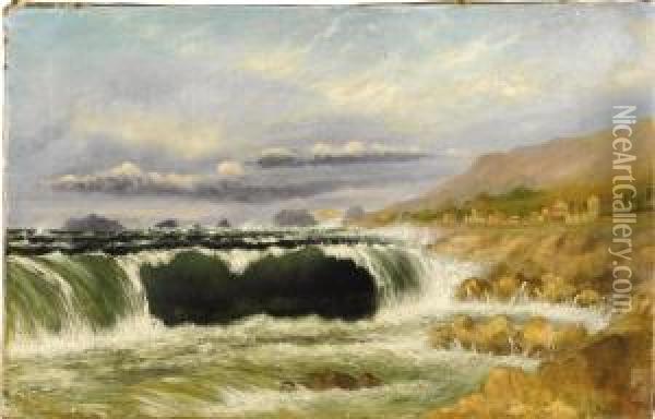 Crashing Waves At The Shore Oil Painting - Norton Bush