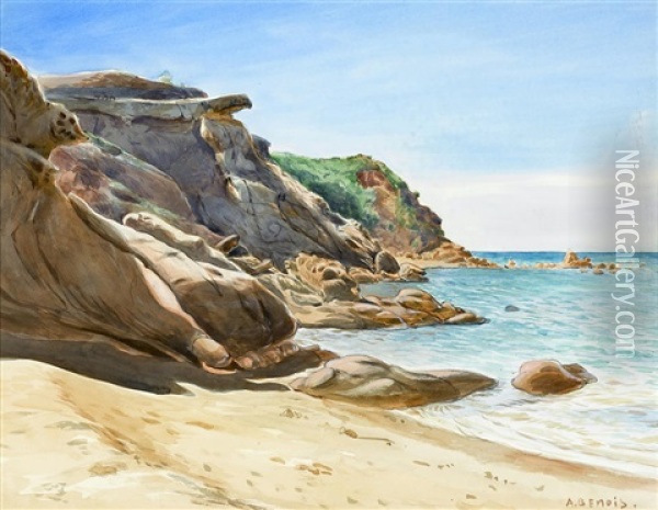 A Rocky Shore Oil Painting - Albert Albertovich Benois