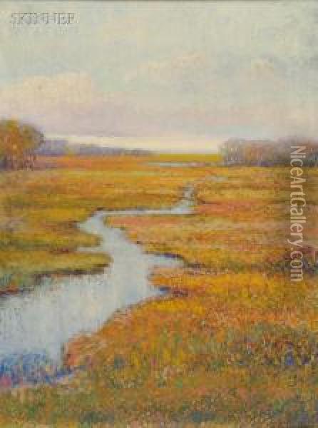 Marshes In Autumn Oil Painting - Louis H. Richardson