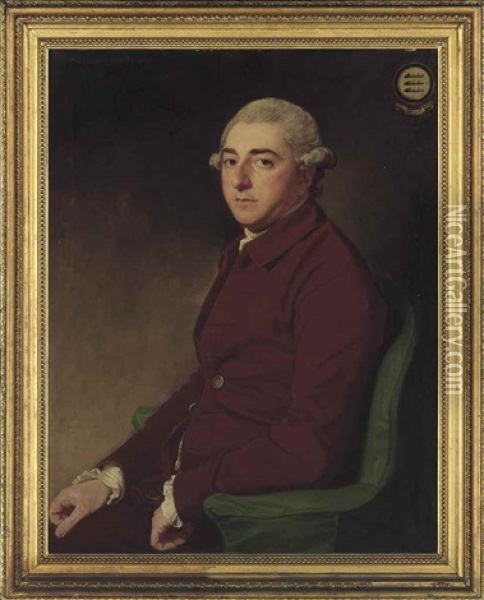 Portrait Of Peregrine Bertie (1709-1779), Half-length, In A Brown Coat, Seated In An Armchair Oil Painting - George Romney