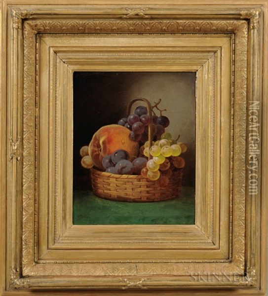Fruit In A Splint Basket Oil Painting - William Mason Brown