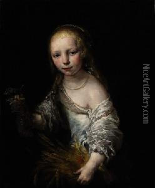 Portrait Of A Girl As Ceres Oil Painting - Jurgen Ovens