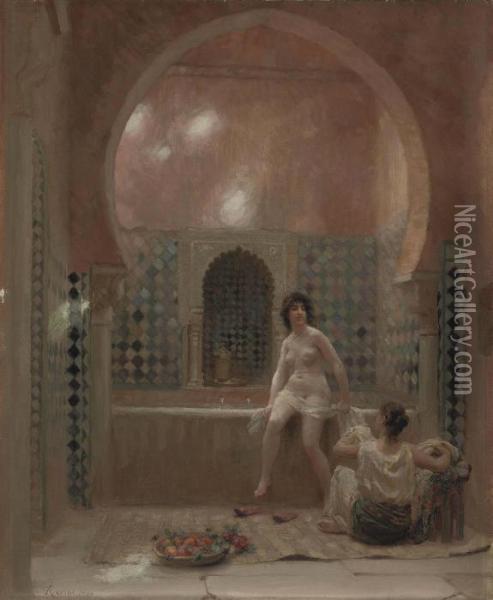 A Bather In The Harem Oil Painting - Jean Andre Rixens