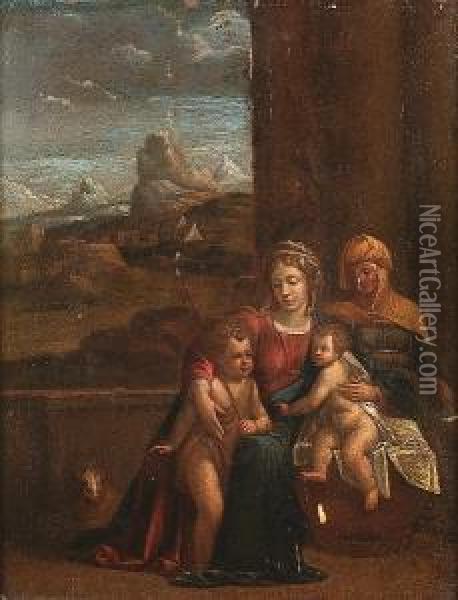 The Madonna And Child With Saint Elizabeth And The Infant Saint John The Baptist Oil Painting - Garofalo