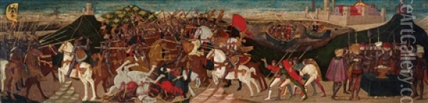 The Battle Of Pharsalus Oil Painting - Giovanni Apollonio