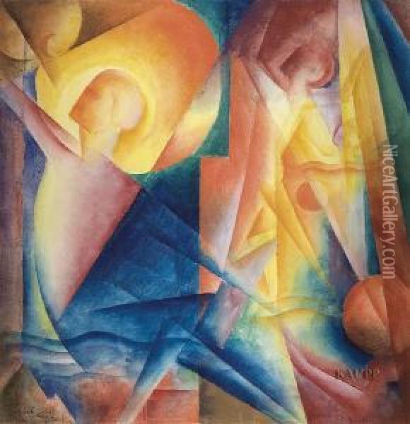 Abstrakte Komposition In 
Orphistischen Regenbogenfarben Mit Tanzenden Figuren Und Kreisformen Oil Painting - Gottfried Graf