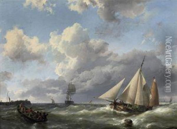 Heading For The Harbour Oil Painting - Hermanus Koekkoek
