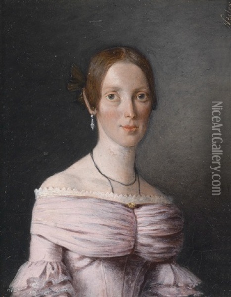 Bildnis Einer Dame In Rosa Kleid Oil Painting - Michael Neder
