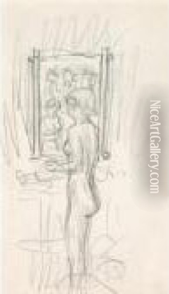 Femme A Sa Toilette Devant Un Miroir Oil Painting - Pierre Bonnard