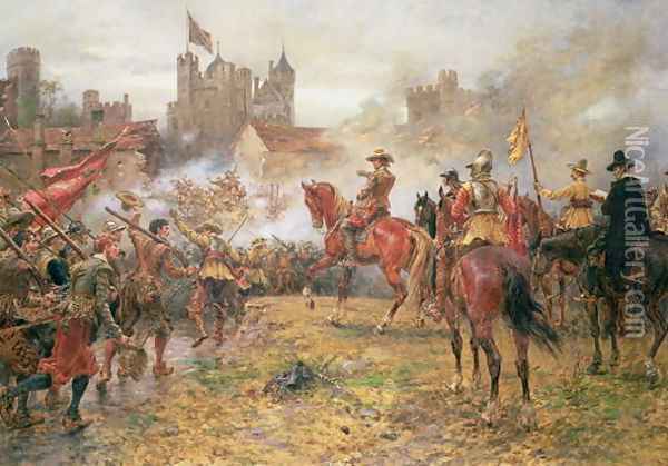 Cromwell at the Storming of Basing House, 1900 Oil Painting - Ernest Crofts