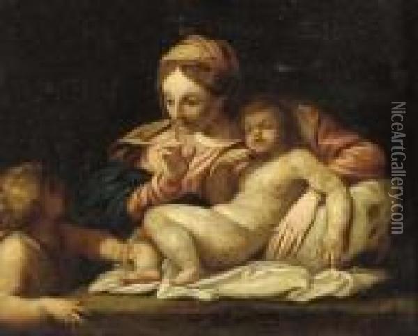 The Madonna And Sleeping Child With The Infant Saint John Oil Painting - Annibale Carracci