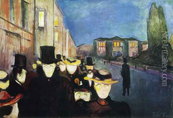 Evening on Karl Johan Street Oil Painting - Edvard Munch