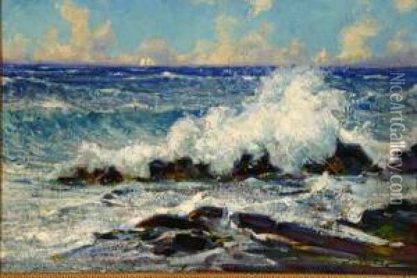Massachusetts Seascape Oil Painting - Frederick Mortimer Lamb