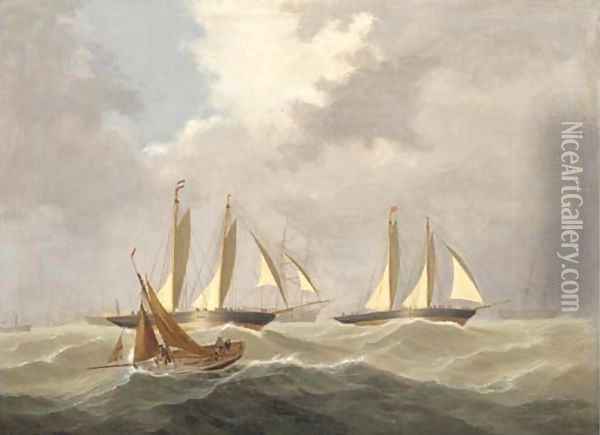 A racing cutter tacking across the mouth of the Dart Oil Painting - Capt. John Haughton Forrest