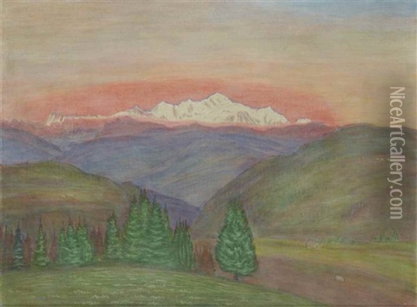 Mont Blanc Oil Painting - Alexandre Perrier