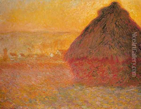 Haystack at Sunset near Giverny Oil Painting - Claude Oscar Monet