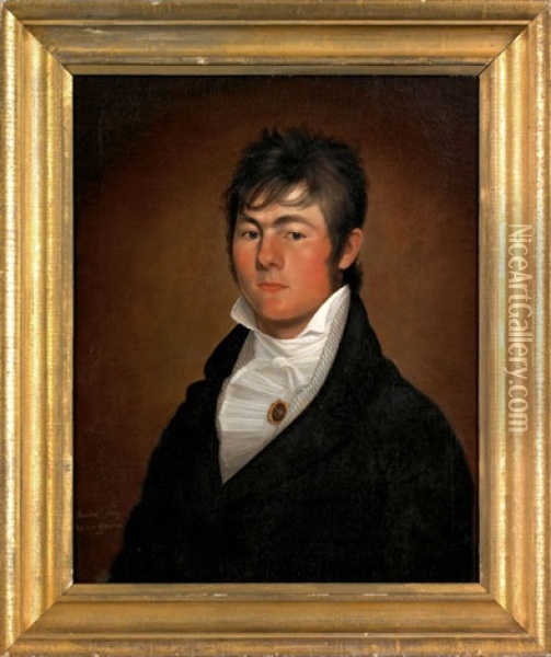 Portrait Of Samuel Wardwell Of Cherry Valley, New York Oil Painting - Cephas Thompson
