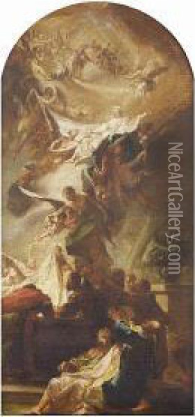 The Assumption Of The Virgin - A Bozzetto Oil Painting - Johann Christian Th. Winck