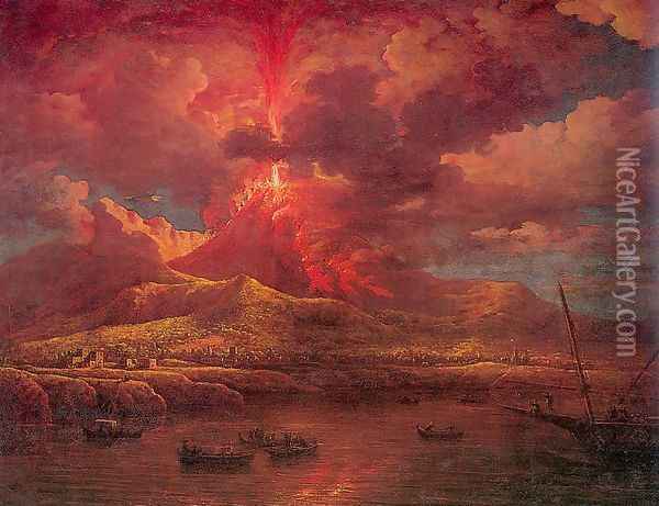 Vesuvius Erupting at Night 1768 Oil Painting - William Marlow