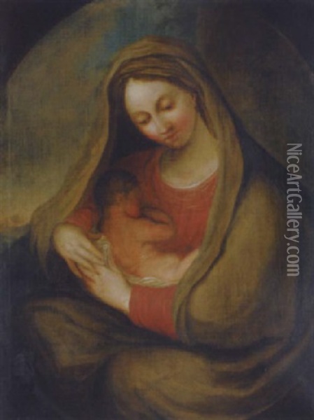 Maria Mit Dem Schlafenden Kind Oil Painting - Josef Schopf