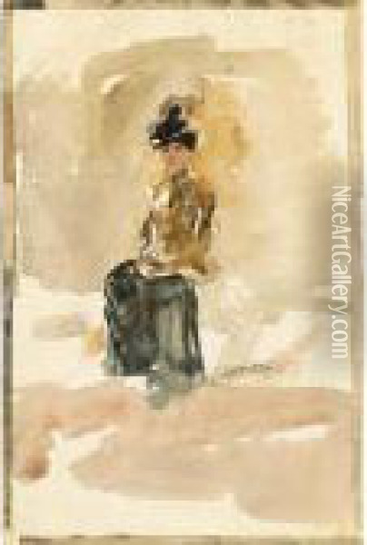 A Lady Seated Oil Painting - George Hendrik Breitner