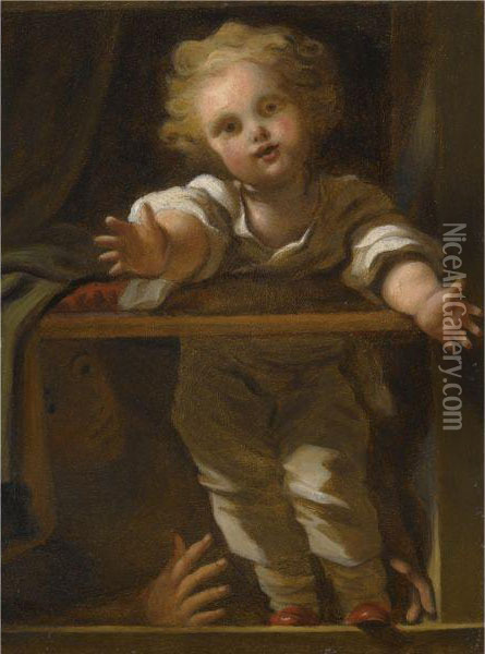 A Boy At A Window Stretching Out His Arms Oil Painting - Jean-Honore Fragonard