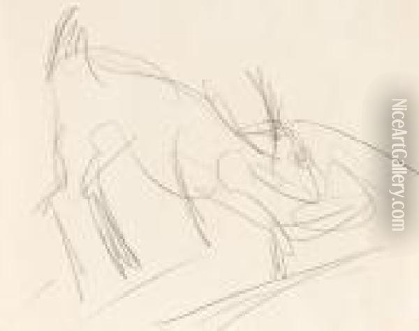 Absteigende Kuh Oil Painting - Ernst Ludwig Kirchner