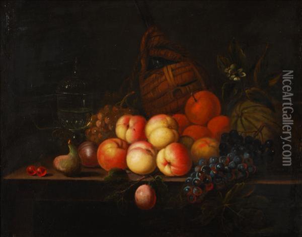 Still Life Of Fruit On A Ledge Oil Painting - William Sartorius