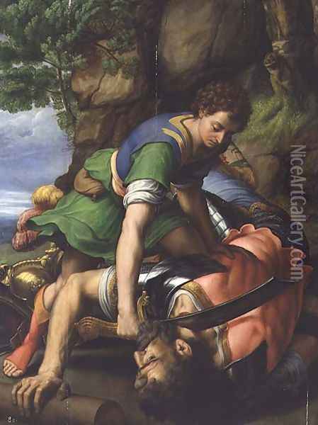 David beheading Goliath Oil Painting - Michiel van Coxie
