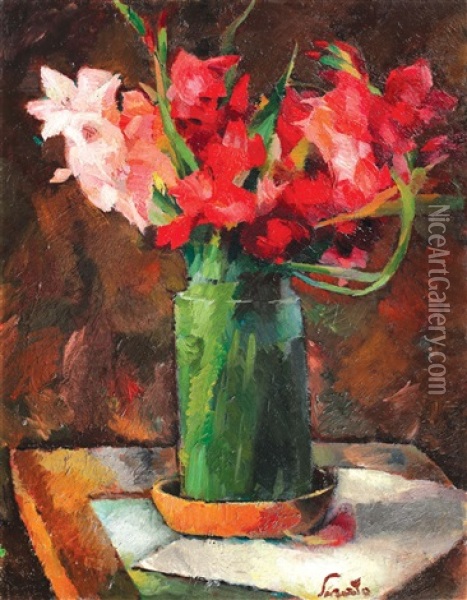 Gladiole Oil Painting - Francisc Sirato