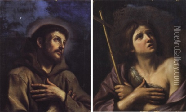 San Francesco & San Giovanni Battista Oil Painting - Bartolomeo Gennari