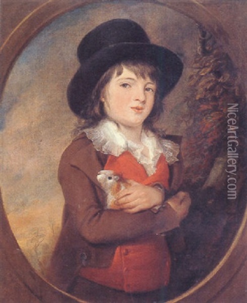 Boy Holding A Guinea Pig Oil Painting - Henry Robert Morland