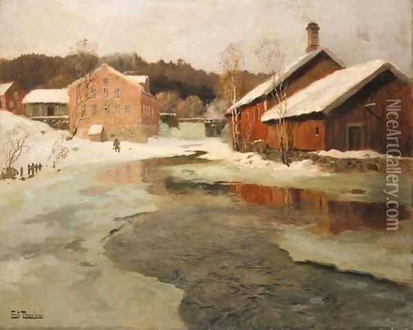Vintersol (Winter Sun) Oil Painting - Fritz Thaulow