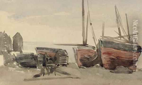 Hastings fishing boats Oil Painting - James Abbott McNeill Whistler