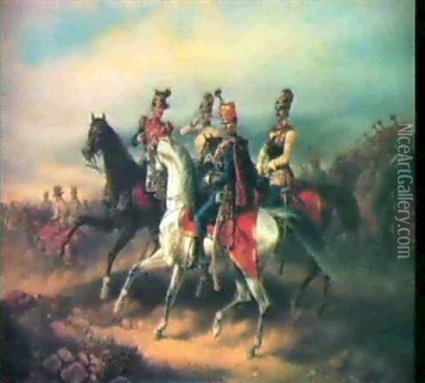 Kavalleriemanover Oil Painting - Albrecht Adam