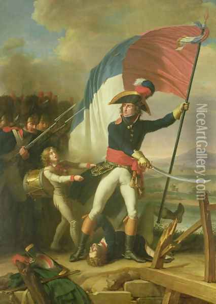 General Augereau 1757-1816 on the Bridge at the Battle of Arcola on the 15th November 1796 Oil Painting - Charles Thevenin
