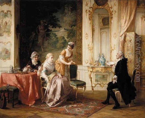 Das Rezitativ (the Recitation) Oil Painting - Otto Wilhelm Eduard Erdmann
