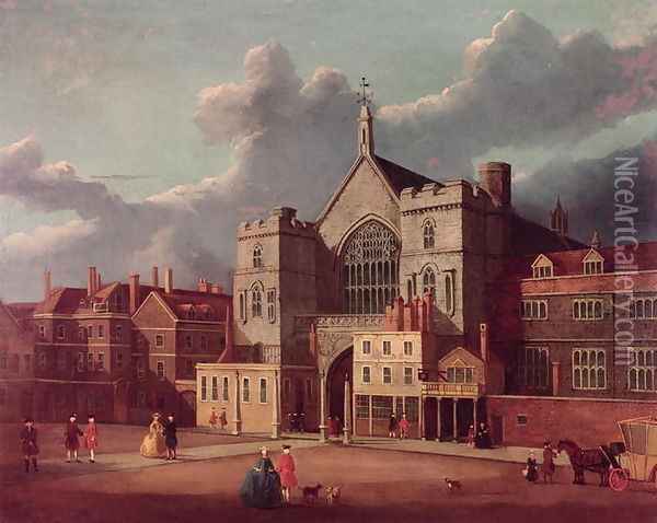 Westminster Hall and New Palace Yard Oil Painting - Thomas Sandby